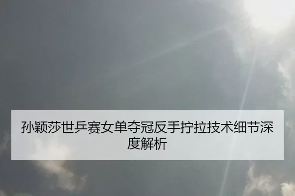孙颖莎世乒赛女单夺冠反手拧拉技术细节深度解析